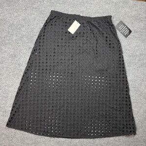 Tuckernuck Skirt Womens 2XL Black Eyelet Midi Pull On‎ Lined Boho Cotton
